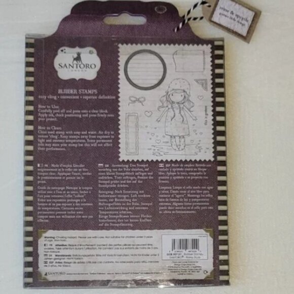 Santoro London Gorjuss Girl Rubber Stamps Rainy Daze 9 pieces - Picture 2 of 3